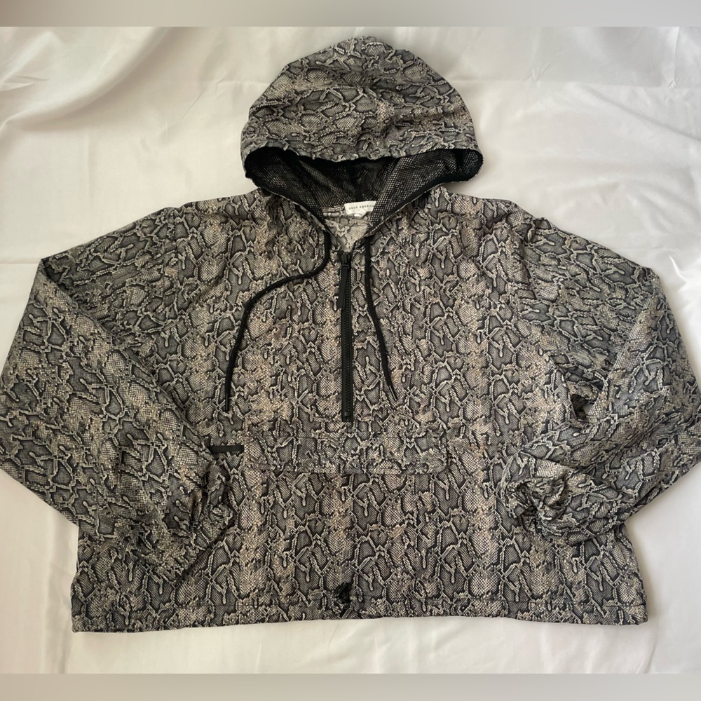 Good American Lightweight Snakeprint Crop Rain Jacket